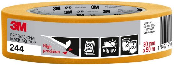3M Masking Tape 244 High Precision, medium tack, UV stable, indoors & outdoors, 30 mm x 50 m