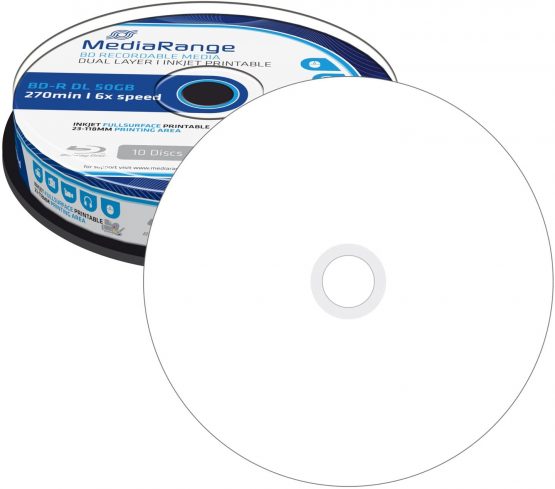 MediaRange BD-R 50GB Printable MR509 Single Side, Double Layer, color white - Image 3
