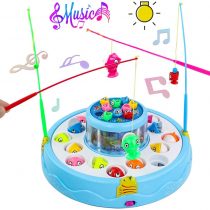 Jerryvon Fishing Games for Kids Gone Fish Board Games Musical Toys Magnetic Rotating Fishing Play Set with 4 Fishing Rods Fish Best Fun Gift for Kids Baby Toddler over 3 Years Old