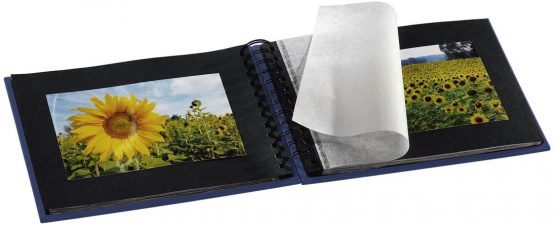 Hama Fine Art photo album, 50 black pages (25 sheets), spiral bound album 24 x 17 cm, with cut-out window, blue - Image 4
