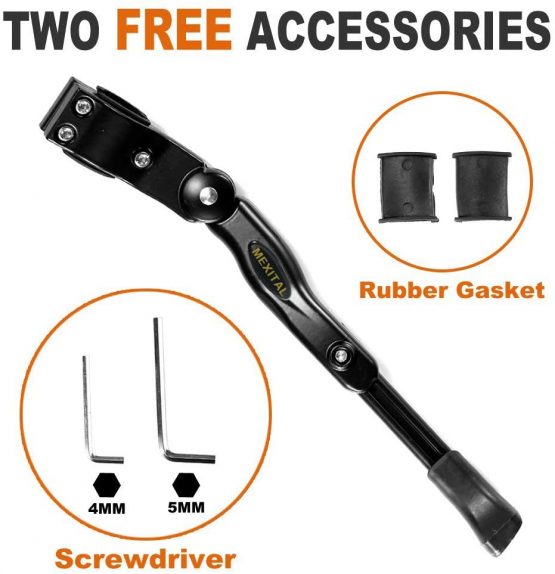 MEXITAL Heavy Duty Aluminum Alloy Adjustable Bicycle Side Kickstand,Compatible for Bicycle With Wheel Diameter of 24-28 Inch, Suitable for Mountain Bike Road Bike Kids Bike Foldable Bike - Image 4