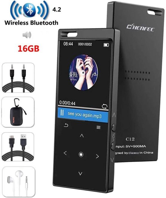 Portable 16GB MP3 Player with Bluetooth,Lossless HiFi Music Players