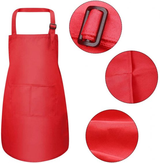 4 Pcs Black Kids Apron and Chef Hat Set, Boys Girls Adjustable Aprons with 2 Pockets, Children Chef Apron Toddler Kitchen Garden Bib Aprons for Cooking Crafting Painting Baking (7-13 Year) - Image 4