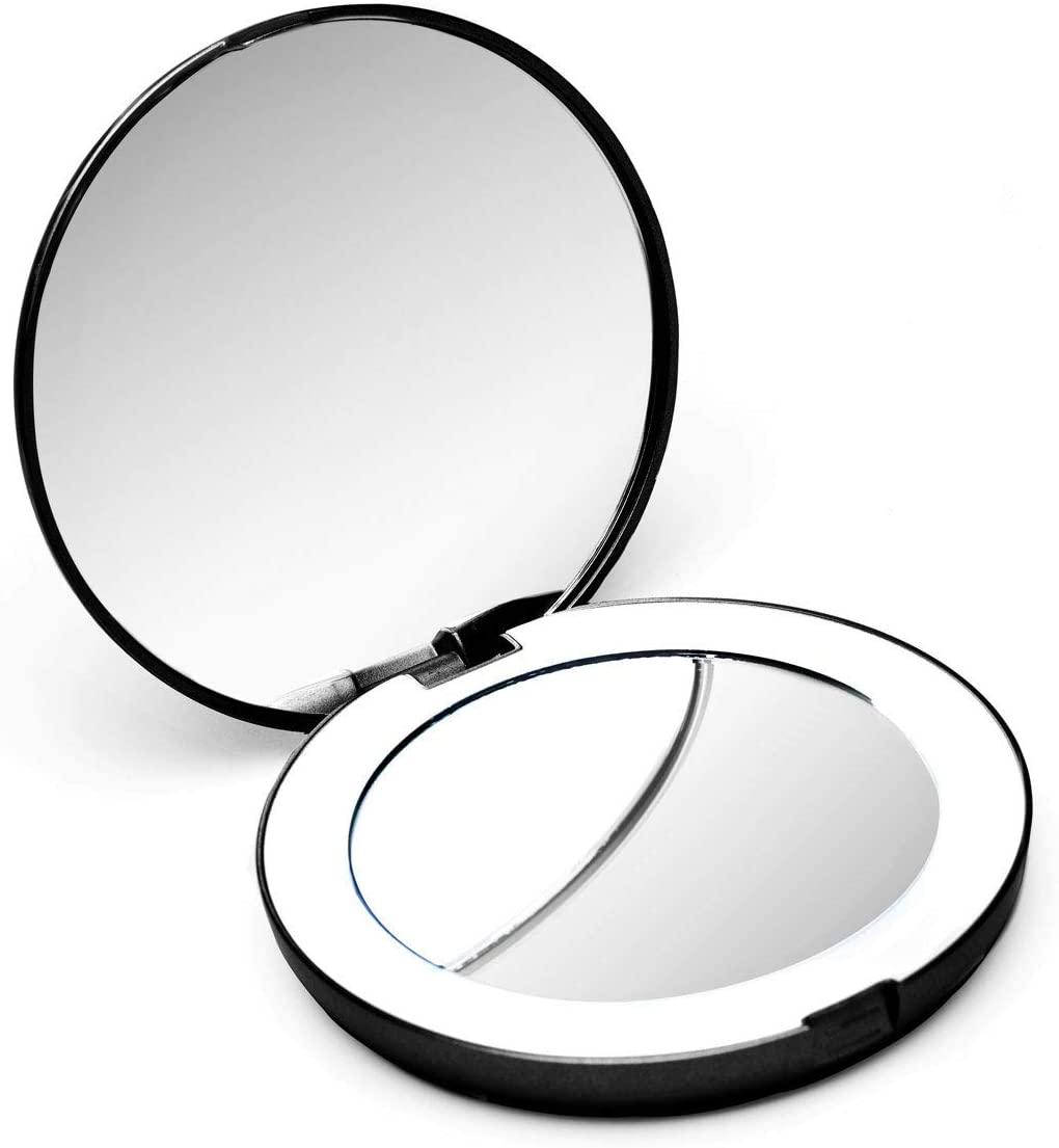 Fancii Compact Magnifying Mirror with Natural LED Lights, 1x / 10x