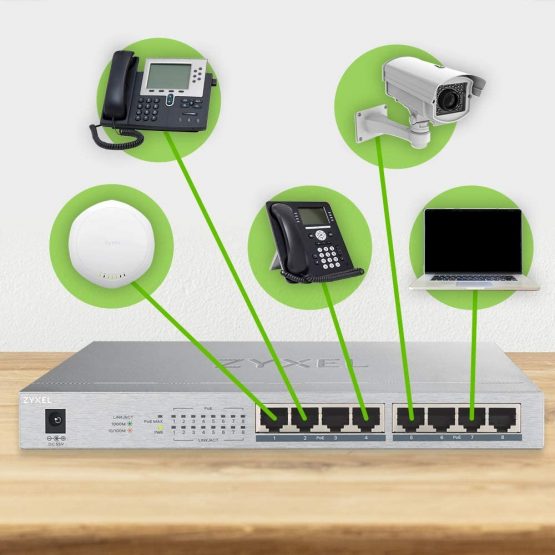 ZyXEL 8 Port Gigabit Unmanaged 8 x PoE+ with 60 Watt Budget, UK Plug [GS1008HP] - Image 4