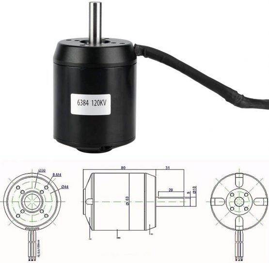 Alomejor Brushless Motor 6384 120KV Outrunner Brushless Sensored Motor for Electric Balancing Scooter Skateboard - Image 4