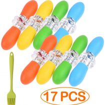Homo Trends 8 Pairs Corn on the Cob Holders, ABS Handle Stainless Steel Corn on the Cob Skewers and 8.3 Inch Silicone BBQ Brush for Home Cooking, BBQ, Picnics, Camping and Parties