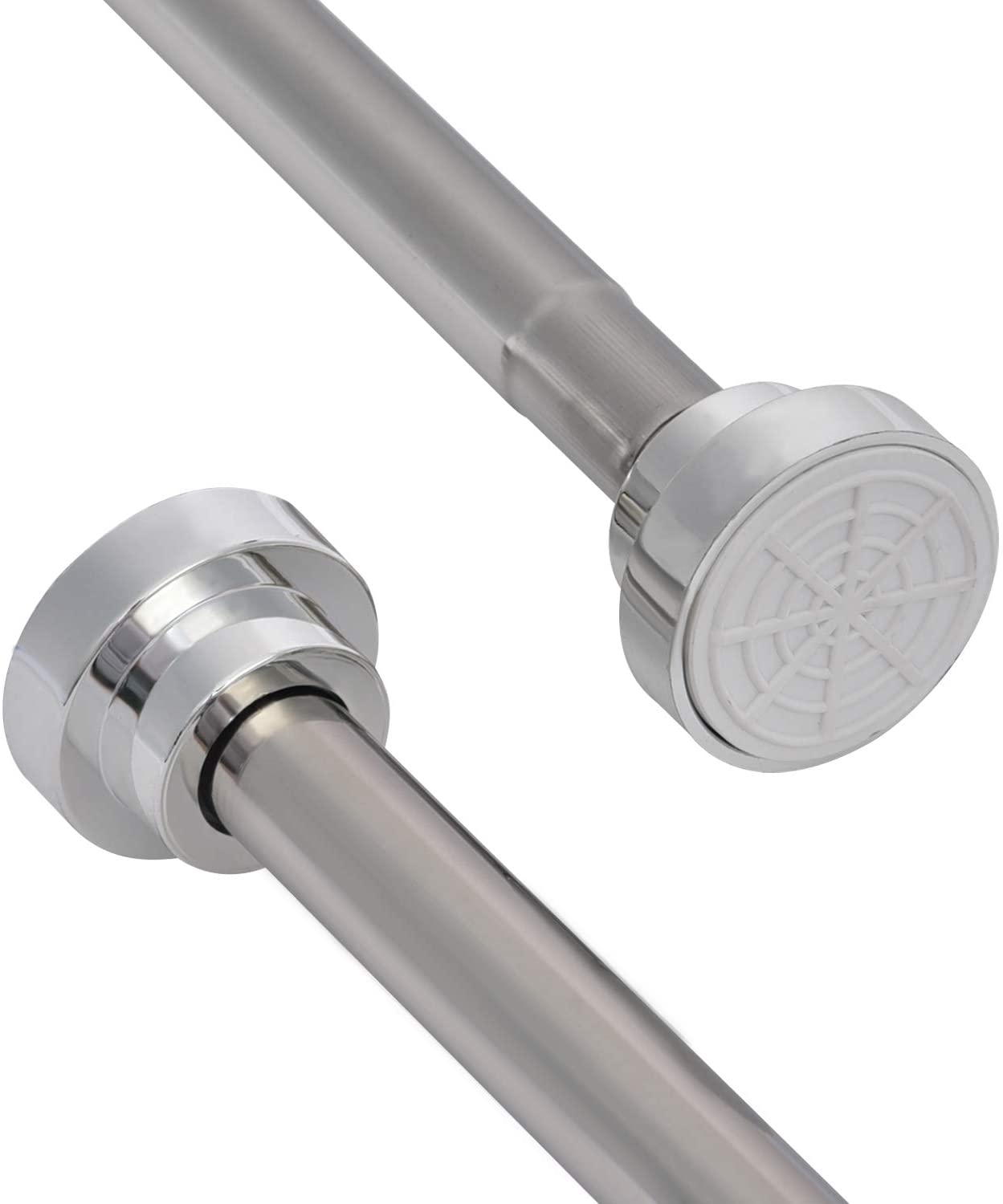 Stainless Steel Extendable Shower Curtain Pole 83-130cm Tension Rods for Curtains Telescopic Curtain Poles No Drilling Adjustable Shower Curtain Rail for Kitchen Cupboard Closet Bathroom Window