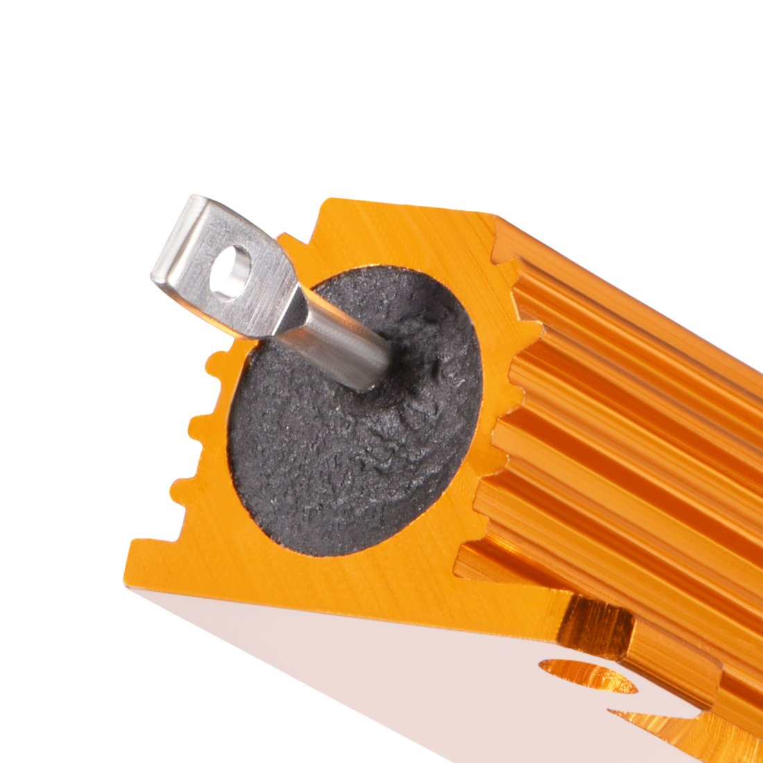 sourcingmap 50W 2.2 Ohm 5% Aluminum Housing Resistor Screw Tap Chassis Mounted Aluminum Case Wirewound Resistor Load Resistors Gold Tone 1pcs - Image 4