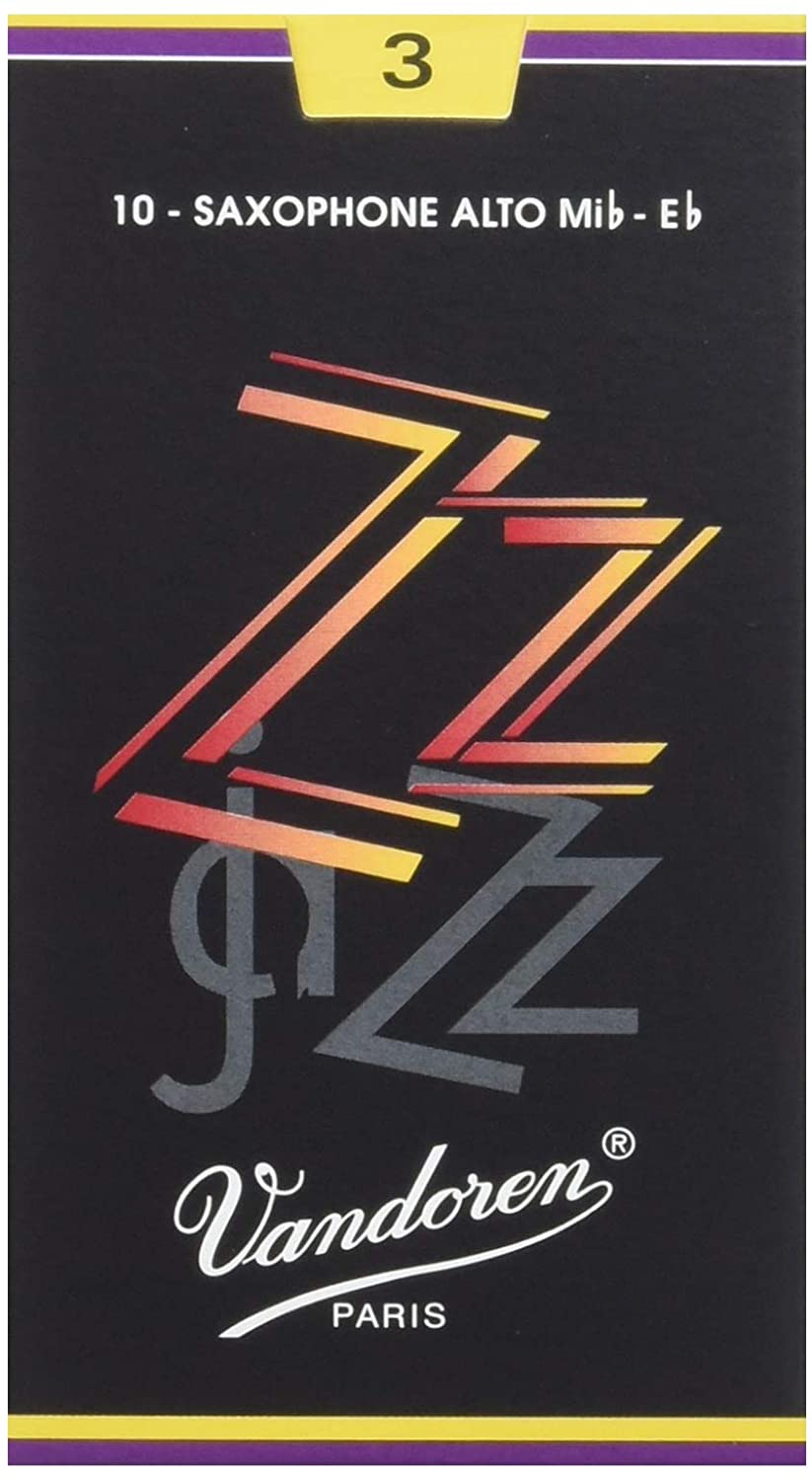 Vandoren ZZ Alto Saxophone Reeds - Box of 10 - Strength 3, Multicoloured, One size fits all