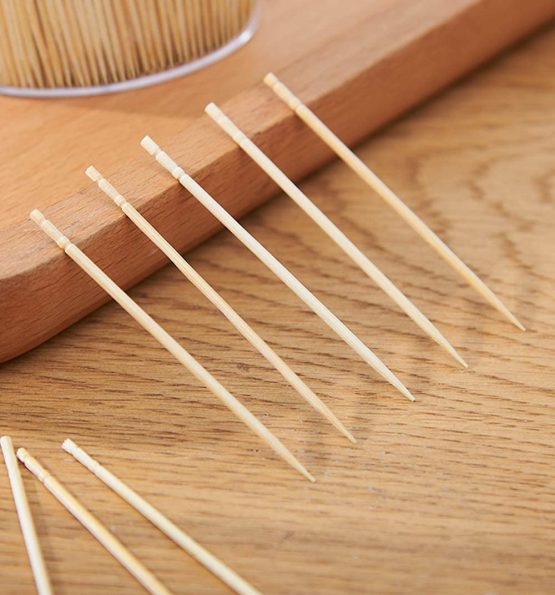 4 Pack x 500 Pcs100% Wooden Round Toothpicks Wood Fruit Salad Cocktail Sticks, 66mm Length - Image 3