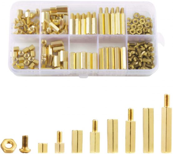 Litorange 320 Pieces M2 Male Female Hex Brass Spacer Standoff Screw Nut Threaded Pillar PCB Motherboard Assortment Kit