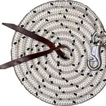 Work Rope 3.2 m| Base Line Lead Rope with Bull Snap Knitted Western Rope for Horseman Horse Training and Base White/Black/White/Red