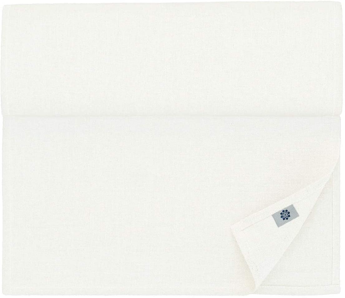 Linen & Cotton Pure White Table Runner AMELIA, 50% Linen, 50% Cotton - 47 x 180cm (18.8''x 72'')