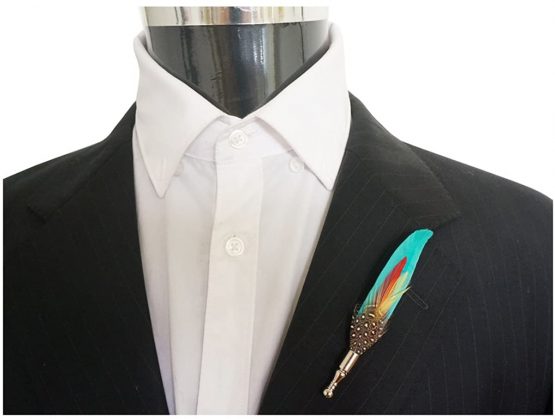 Funny Show Men's Colorful Feather Handmade Lapel Pin Boutonniere for Suit(Pack of 6), M, Multi Color - Image 2