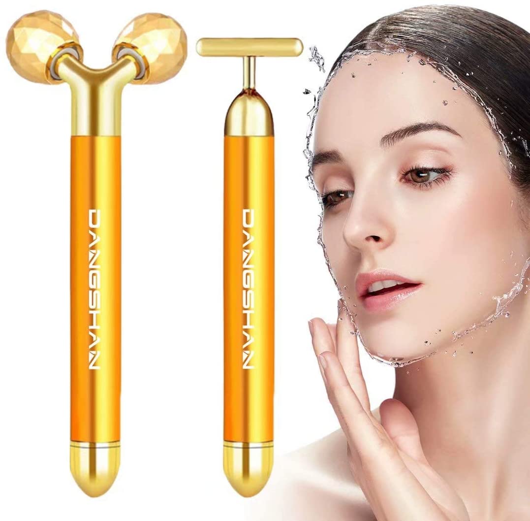 2-in-1 Electric Face Massager Beauty Bar 24k Golden Facial Massager