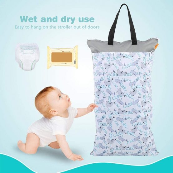 Cloth Diaper Bag, Large Hanging Waterproof Wet Dry Reusable Washable Baby Cloth Diaper Bag(EF204) - Image 3