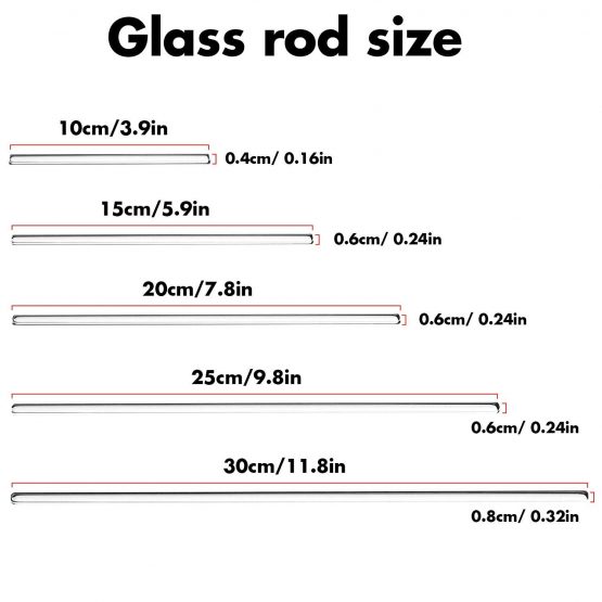 Yizerel Glass Stirring Rod - 12" 10" 8" 6" 4" Long, 5 MM Diameter - 5 Pack - Image 2