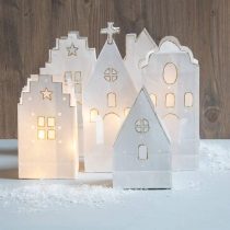 Rayher Set: Paper Bags Illuminated Village, White, Tab