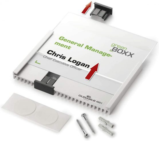 Durable Information Sign 149 x 52.5 mm Silver | Door and Wall Sign | Includes Fittings | Ideal for Offices, Hotels, Public Buildings, etc. - Image 3