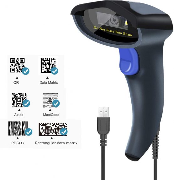 NETUM Wired 2D QR Barcode Scanner - Handheld Automatic Omnidirectional Bar Code Reader/Imager (QR, PDF417, GS1 Data Matrix) with USB Cable