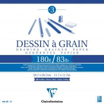 Clairefontaine White Grained Drawing Paper Glued Pad, 180 g, 29.7 x 29.7 cm, 30 Sheets