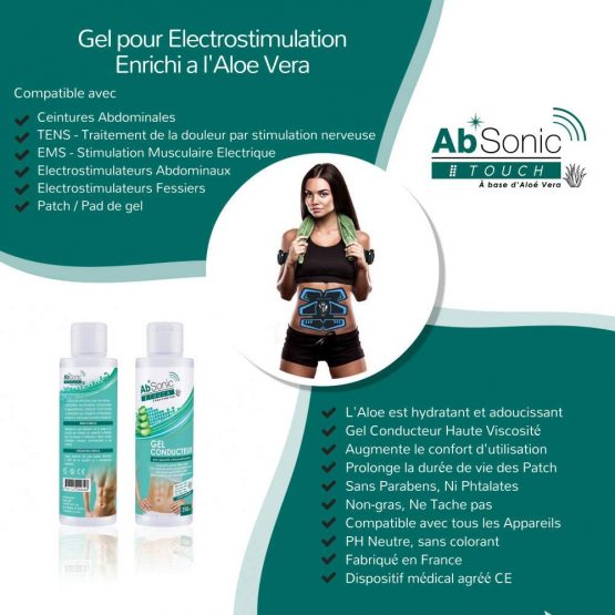 AbSonic Touch with Aloe - Conductive gel for Electrodes, TENS, EMS and Abs Stimulating Belts - 2 x 250 ml (2 x 8.5 oz) - Image 2