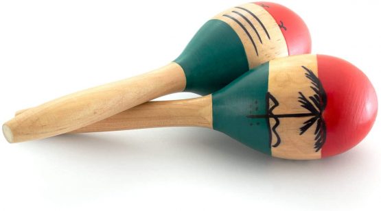 World Rhythm MAR64-NT Natural Hand Painted Wooden Maracas – Childrens Percussion Instrument, Small