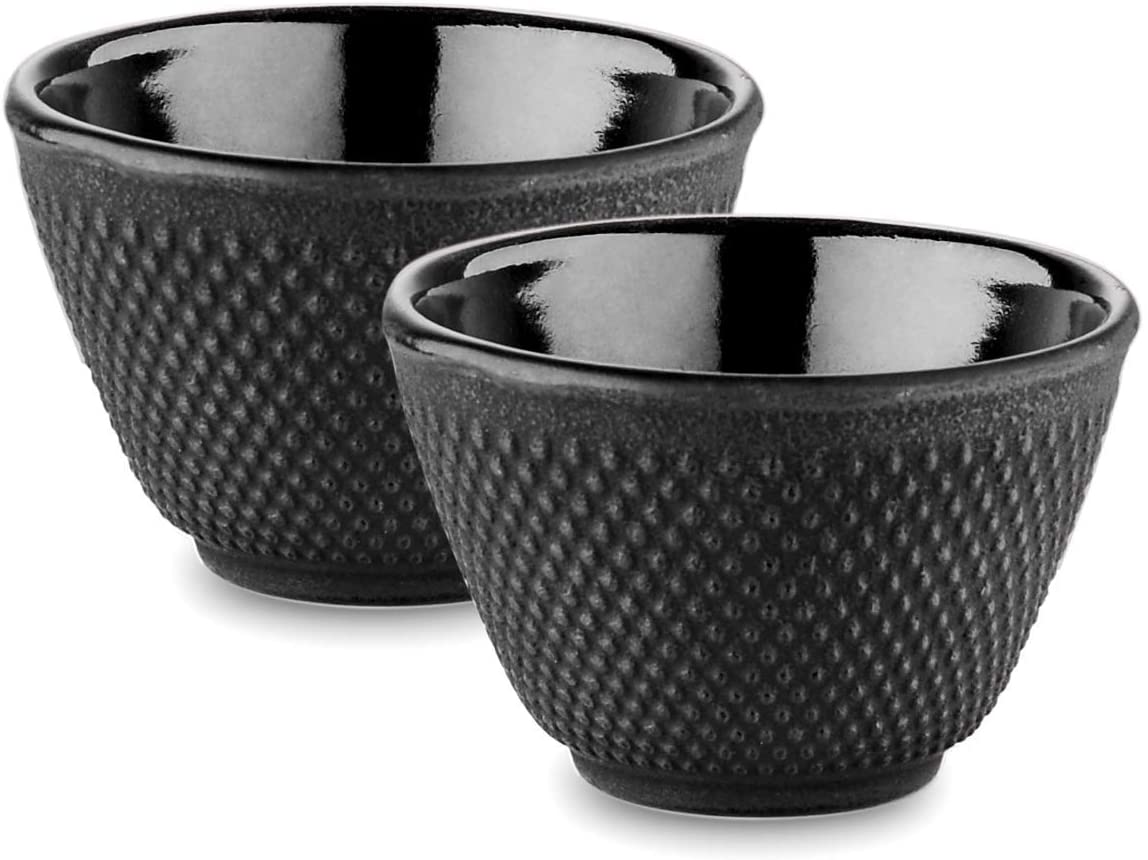 Velaze Iron Tea Cups, Japanese Style Enameled Cast Iron Teacup Set of 2, Polka Dot Iron Retro Cup (120ML)