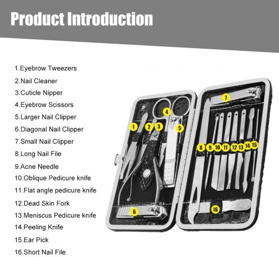 Nail Clippers Set,Nail Clippers Manicure Set,16 pcs Stainless Steel Multi-function Manicure& Pedicure Beauty Set,Nail Scissors Grooming Kit Manicure Includes Trimming Eyebrows,Exfoliating Tools - Image 2