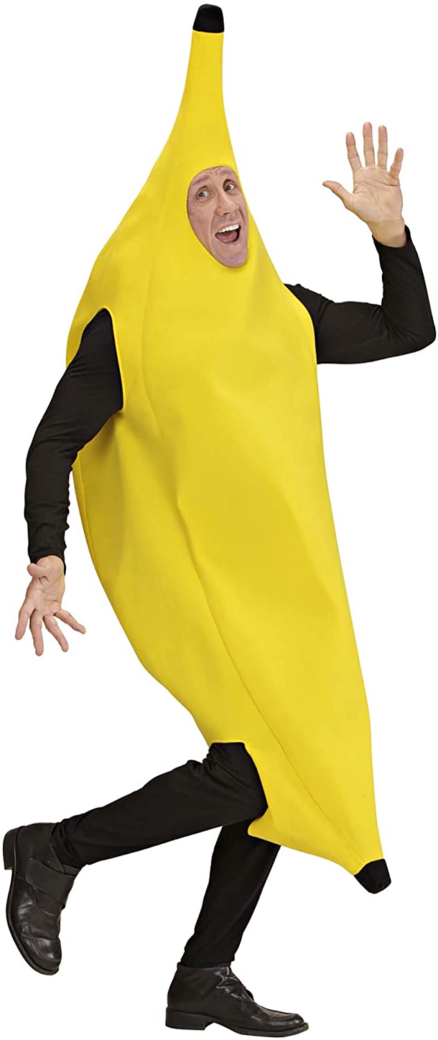 Mens Banana Costume Small UK 38/40" for 80s TV Cartoon Fancy Dress, Yellow