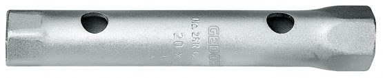 GEDORE Tubular box wrench, 17 + 19 mm, Hex, 155 mm long, Tool for nuts automotive, 26 R 17x19, Chrome-plated steel