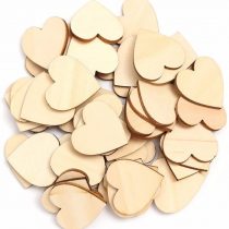 TRIXES 100 x Wood Hearts (5cm) - Rustic Look Wooden Hearts for Crafting Projects - Wooden Craft Shapes for Weddings Decoration Embellishments - Love Heart Guest Book Accessory