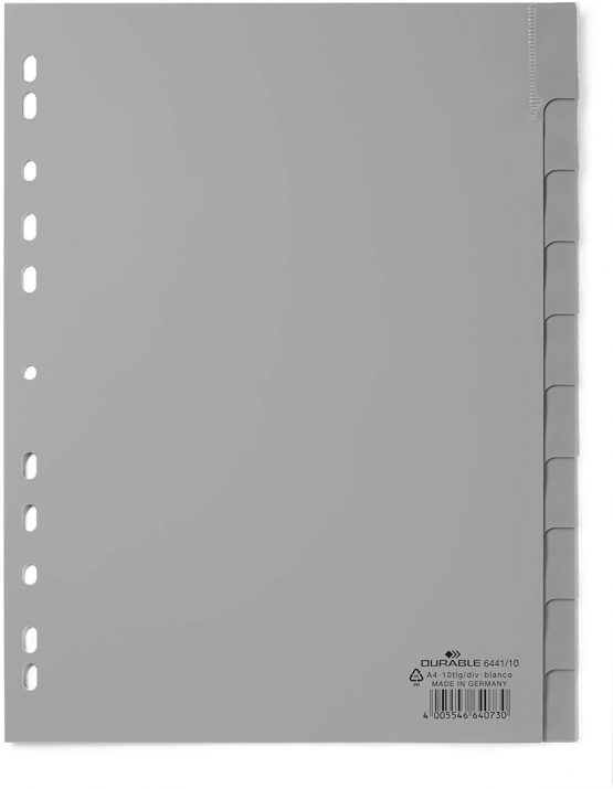 Durable 6441-10 Index Plastic Blank Pack of 10 Grey - Image 3