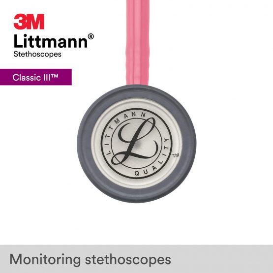 3M Littmann Classic III Monitoring Stethoscope, Pearl Pink Tube, 69 cm, 5633 - Image 3