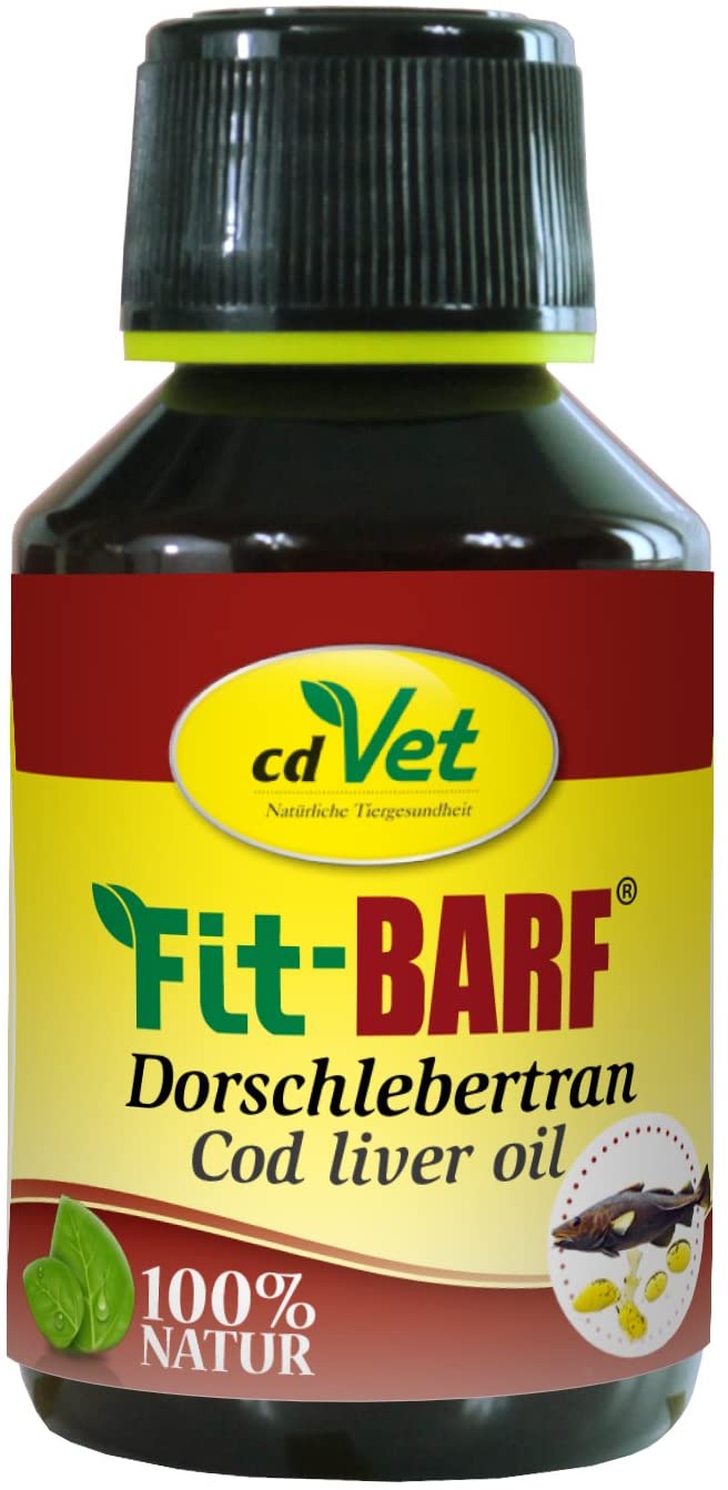 cdVet Naturprodukte Fit-BARF Cod Liver 100 ml, Dog, supplier of omega-3 fatty acids and vitamin D, bone building