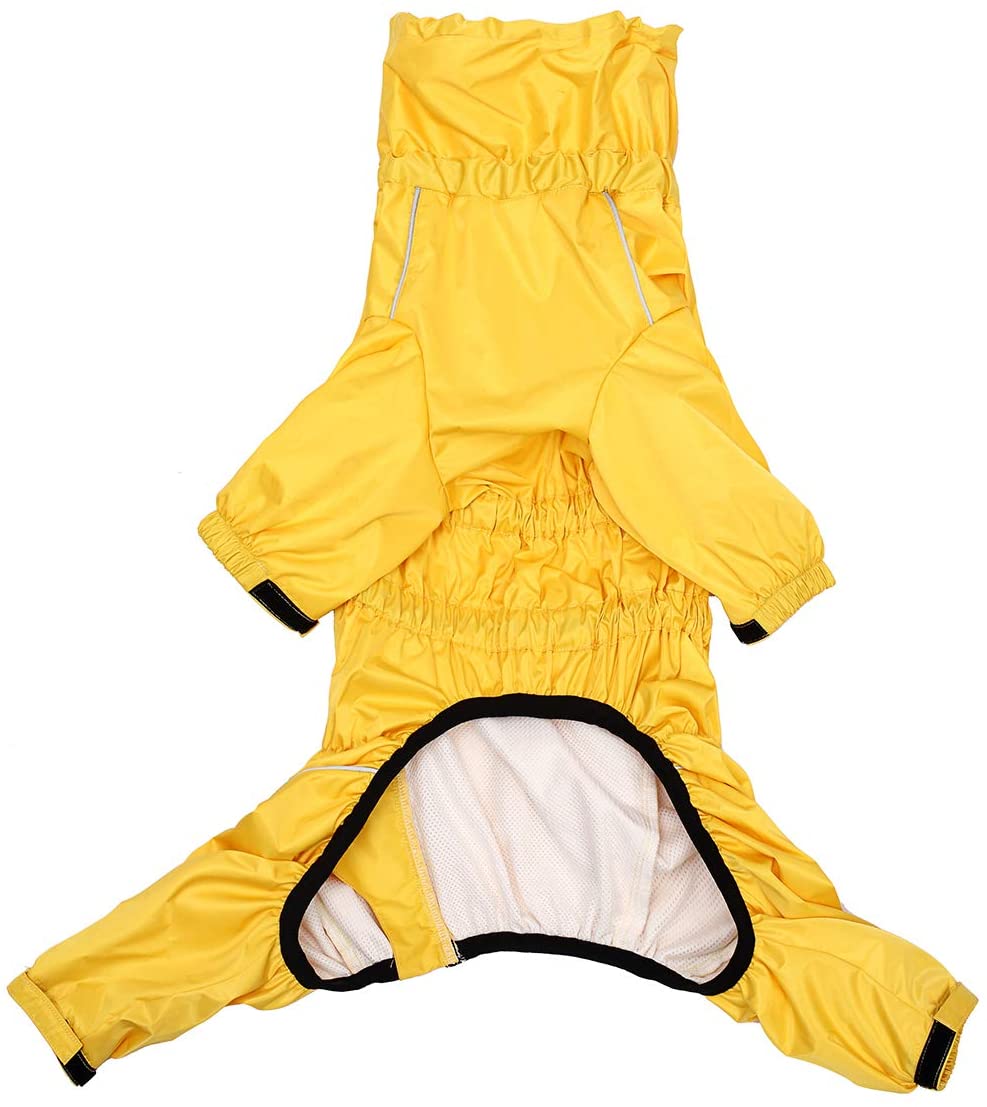 Geyecete1/2 Leg Trouser Suit,Dog Raincoat with high Waterproof for Dogs Reflective Four-Leg rain Gear Jumpsuit for Puppies Small Medium pet-Yellow-S - Image 4