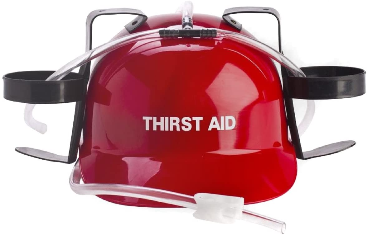 GOODS+GADGETS Drinking Helmet Drinks Helmet; Construction Worker Helmet with Drinking System Drink Holder; Party Accessory with Can Holder Gadget Joke Item