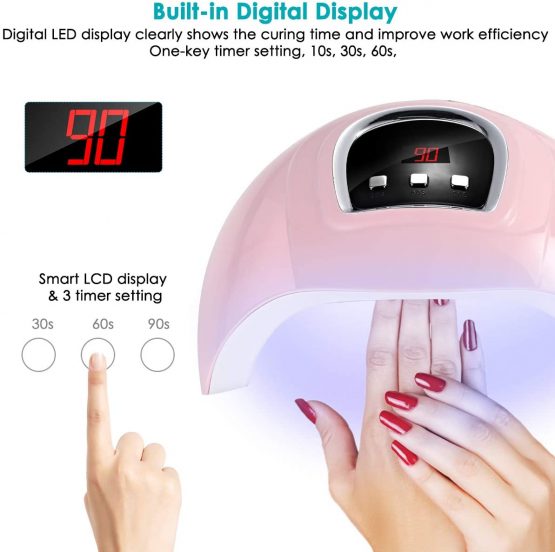 UV Led Nail Lamp, 54W Nail Dryer Gel Nail Polish Dryer Curing Lamp 18 LEDs Beads/Sensor, 3 Timers Auto for UV Gel Nail Polish (USB Port) - Image 2