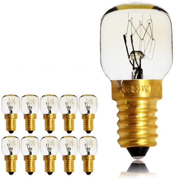 TIANFANSES E14 Screw Cap Pygmy Lamps 15W 300 Degree Microwave/Oven Rated Light Bulbs Salt Lamp Bulb (10)