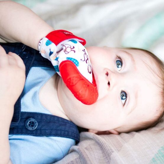 Nuby Teething Mitt, Red - Image 3