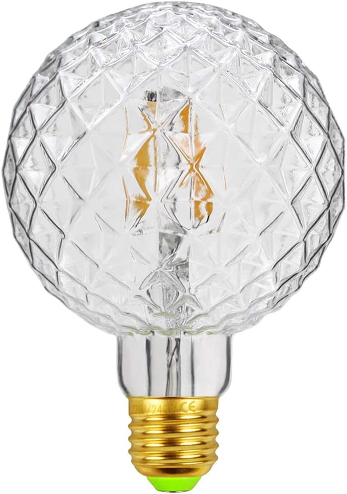Tianfan Led Bulbs Vintage Light Bulb 4W Crystal Edison Bulb G95 220/240V E27 Specialty Decorative Light Bulb (Clear)