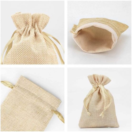 RUBY Hessian Bags Jute Bag Small Burlap Sack, Burlap Bags Drawstring Linen Bag Jute Material Pouch Cotton Fabric Gift Bags 50 Units (13.5 x 9.5 cm) - Image 3