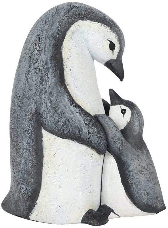 Animal Families Ornament, Penguin Mum and Baby, Black and White, Home Decor