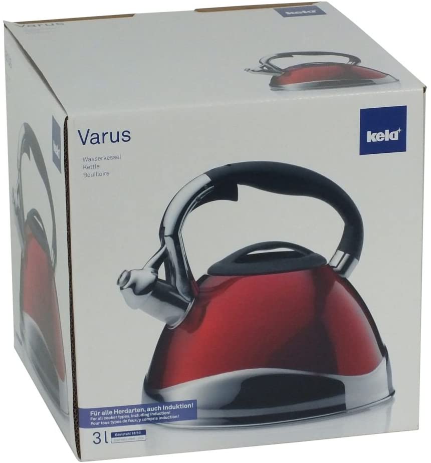 kela 11658 Kettle with Whistle, Stainless steel 18|10, Red, 22 x 22 x 21.5 cm - Image 4