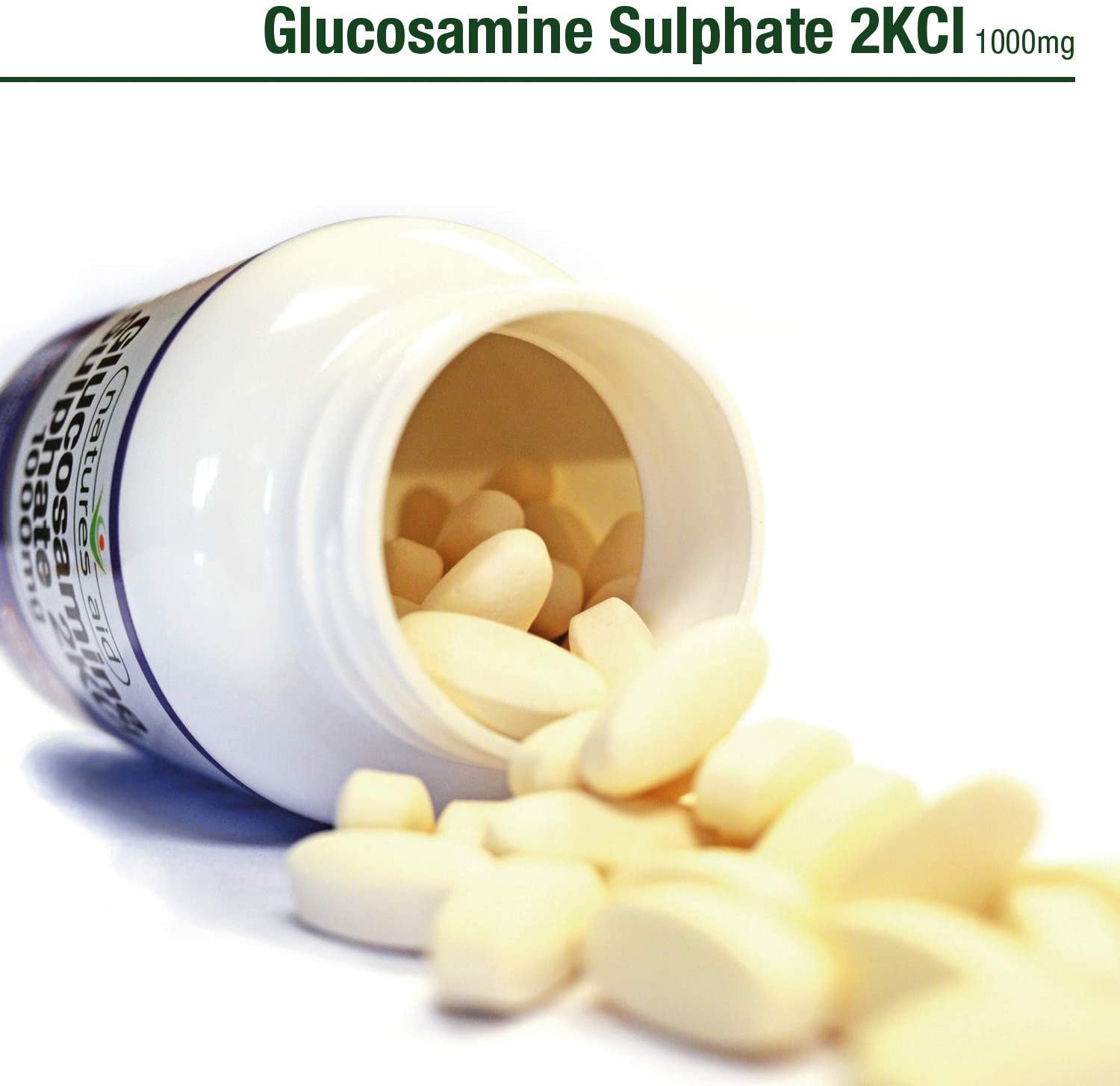 Natures Aid Glucosamine Sulphate 2KCl 1000mg, High Strength Joint Support with Vitamin C Supplement, Helps Mobility - Image 2