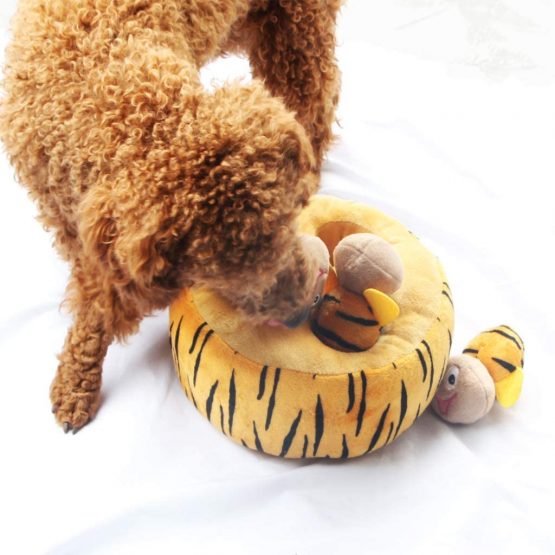 IFOYO Squeak Dog Toys, Large Durable Hide and Seek Puzzle Plush Interactive Dog Toys for Large Medium Small Dogs, Pets, Christmas Dog Toy, Yellow - Image 4