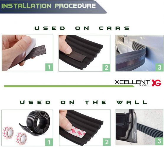 Xcellent Global Car Door Protection Removable Magnetic Car Door Guard Strip 2 Meter - Black D.I.Y. Kit M-AT007 - Image 2