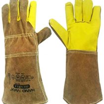 Animal Handling Gloves 35cm GAUNTLET LEATHER Kevlar DOG CAT BIRD REPTILE