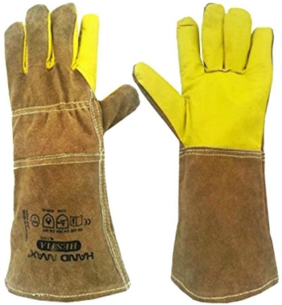 Animal Handling Gloves 35cm GAUNTLET LEATHER Kevlar DOG CAT BIRD REPTILE